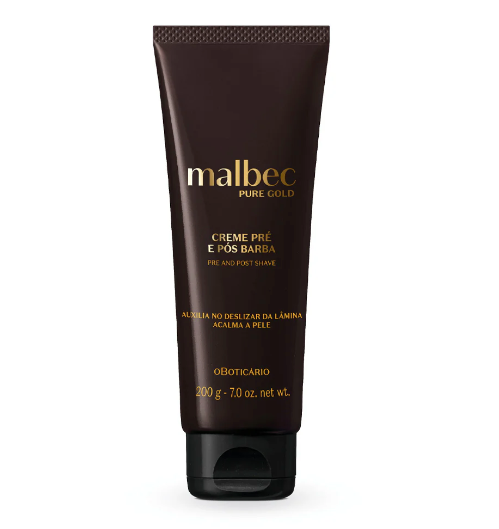 Malbec Pure Gold Pre- and Post-Shave Cream, 200g