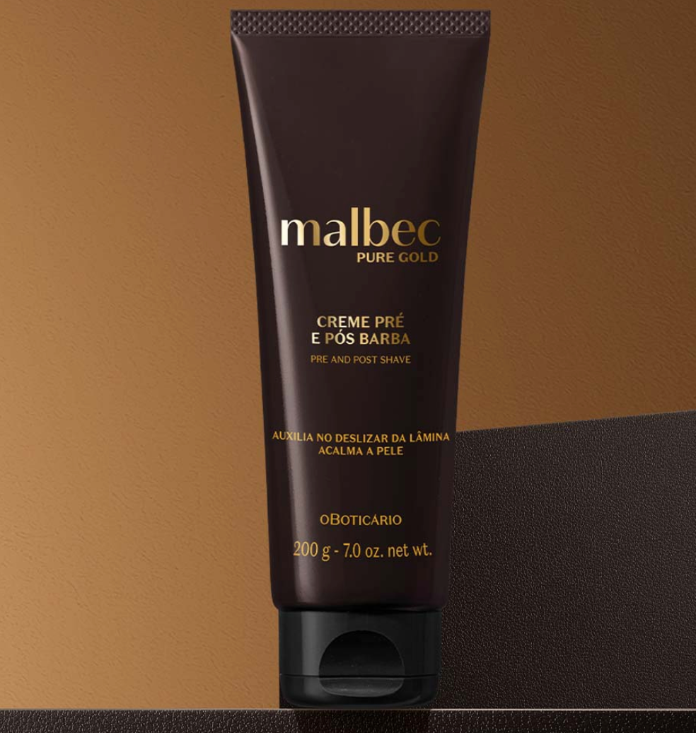 Malbec Pure Gold Pre- and Post-Shave Cream, 200g