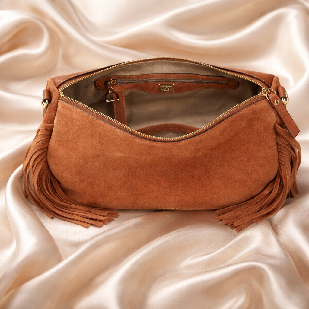 M Country leather fringed shoulder bag
