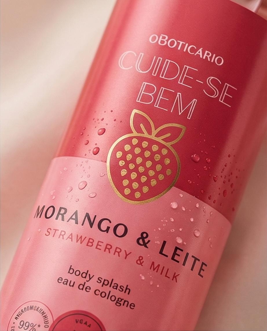 Cuide-se Bem Strawberry and Milk Fragrant Body Mist, 200 ml